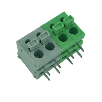 90 grados 5.0 mm Pitch Green and Grey Spring PCB Terminal Bloque Conector con botones